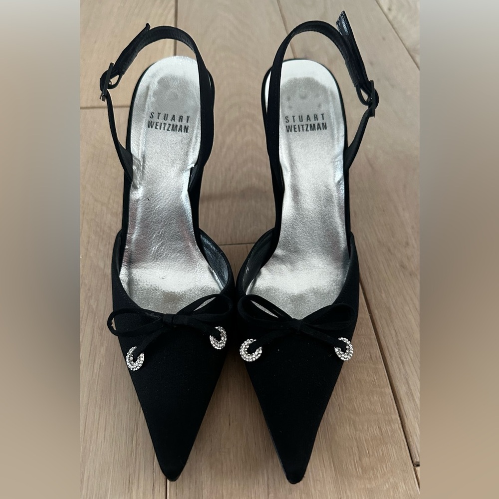 Stuart Weitzman fabric fancy sling back heels 5.5 - Picture 7 of 16